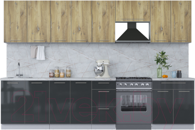 Кухонный гарнитур Интерлиния Мила Пластик 3.2 А - фото