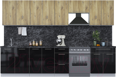 Кухонный гарнитур Интерлиния Мила Пластик 3.2 А - фото