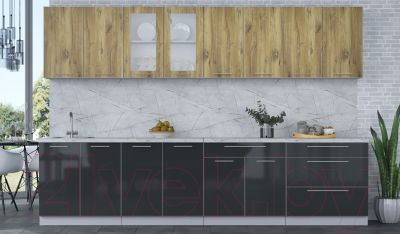 Кухонный гарнитур Интерлиния Мила Пластик 3.2 Б