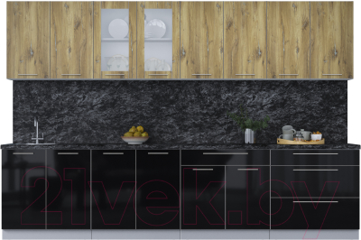 Кухонный гарнитур Интерлиния Мила Пластик 3.2 Б - фото