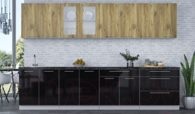 Кухонный гарнитур Интерлиния Мила Пластик 3.2 Б