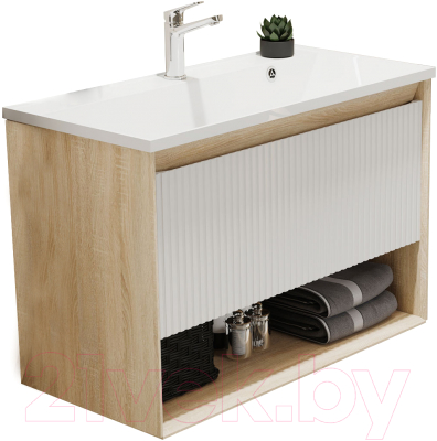 Тумба под умывальник Jorno Tossony 90 / Toss.01.90/P/SS-W/JR - фото