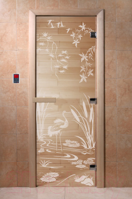 Стеклянная дверь для бани/сауны Doorwood Камышовый рай 70x190 / DW01698 (прозрачный)