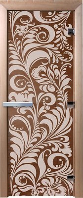 Стеклянная дверь для бани/сауны Doorwood Хохлома 70x190 / DW01689 - фото