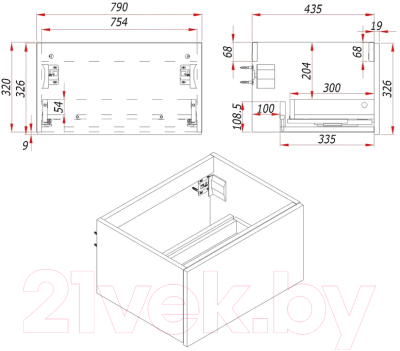Тумба под умывальник ЗОВ Кито-2 80 / 2K80LW0MWMC-LDSPW