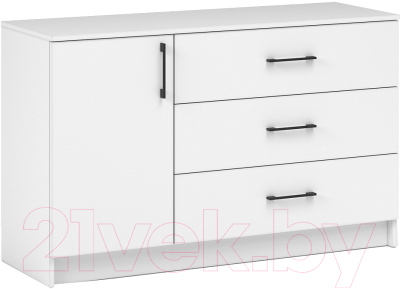 Тумба Империал Чикаго Вайт 1 дверь 3 ящика - фото