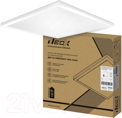 Панель светодиодная Neox ДВО-02-Emergency 4040-Опал / 4690612053035