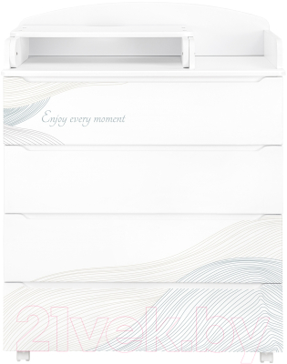 Комод пеленальный INDIGO Green Line с узким пеленальным столиком (волна) - фото