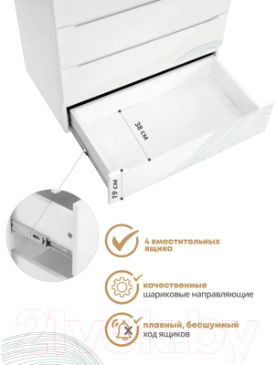 Комод пеленальный INDIGO Green Line с узким пеленальным столиком (волна)