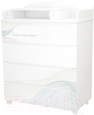 Комод пеленальный INDIGO Green Line с узким пеленальным столиком (волна)