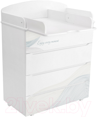 Комод пеленальный INDIGO Green Line с узким пеленальным столиком (волна)