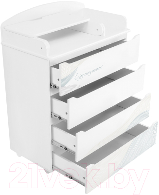 Комод пеленальный INDIGO Green Line с узким пеленальным столиком (волна)