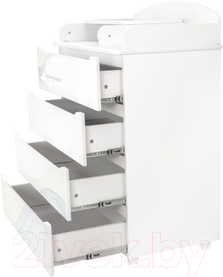 Комод пеленальный INDIGO Green Line с узким пеленальным столиком (волна)