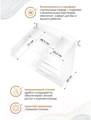 Комод пеленальный INDIGO Green Line с узким пеленальным столиком (волна)