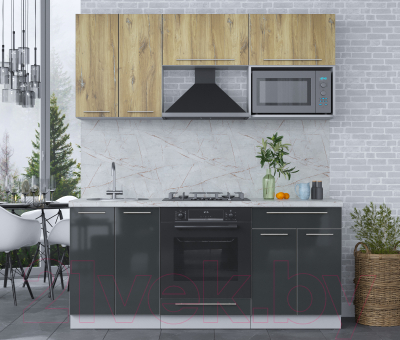 Кухонный гарнитур Интерлиния Мила Пластик 1.8