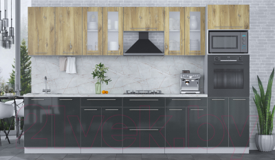 Кухонный гарнитур Интерлиния Мила Пластик 3.2