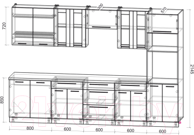 Кухонный гарнитур Интерлиния Мила Пластик 3.2