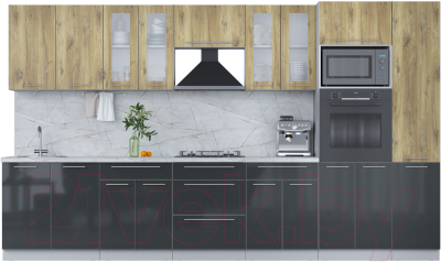 Кухонный гарнитур Интерлиния Мила Пластик 3.6 - фото