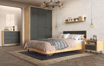 Прикроватная тумба Black Red White Grace KOM1S