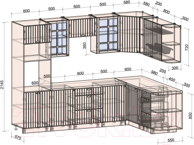 Кухонный гарнитур Интерлиния Берес 1.88x2.8 ВТ правая