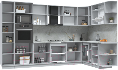 Кухонный гарнитур Интерлиния Берес 1.88x3.4 ВТ правая