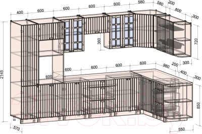 Кухонный гарнитур Интерлиния Берес 1.88x3.4 ВТ правая