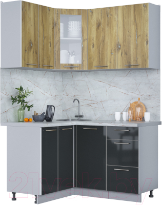 Кухонный гарнитур Интерлиния Мила Пластик 1.2x1.4 - фото