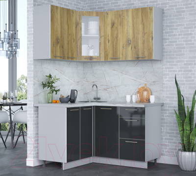 Кухонный гарнитур Интерлиния Мила Пластик 1.2x1.4