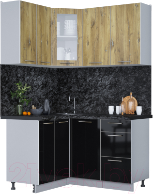 Кухонный гарнитур Интерлиния Мила Пластик 1.2x1.4 - фото