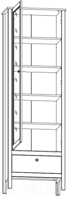 Шкаф с витриной Black Red White Ewa REG1W1S/65
