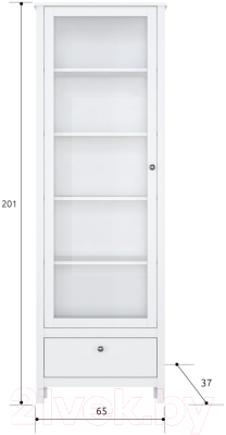 Шкаф с витриной Black Red White Ewa REG1W1S/65