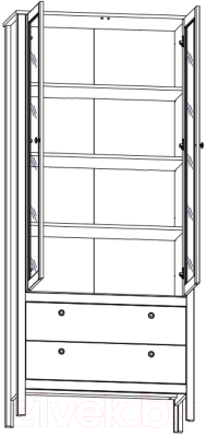 Шкаф с витриной Black Red White Ewa REG2W2S