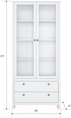 Шкаф с витриной Black Red White Ewa REG2W2S