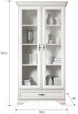 Шкаф с витриной Black Red White Kentaki S320-REG2W1S