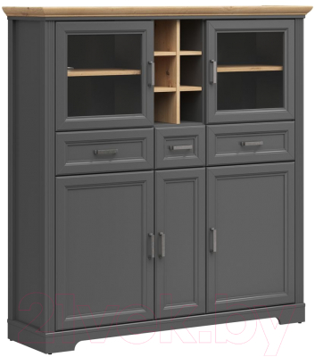 Шкаф с витриной Black Red White Jasmin REG2W3D3S