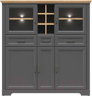 Шкаф с витриной Black Red White Jasmin REG2W3D3S с подсветкой - фото