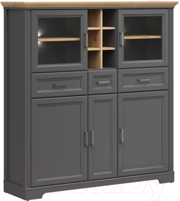 Шкаф с витриной Black Red White Jasmin REG2W3D3S с подсветкой