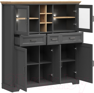 Шкаф с витриной Black Red White Jasmin REG2W3D3S с подсветкой