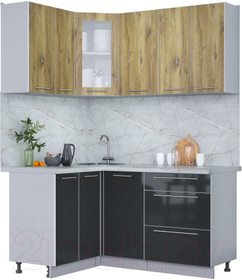 Кухонный гарнитур Интерлиния Мила Пластик 1.2x1.6 - фото