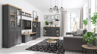 Шкаф с витриной Black Red White Jasmin REG1W2D1S