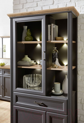 Шкаф с витриной Black Red White Jasmin REG1W2D1S с подсветкой