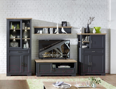 Шкаф с витриной Black Red White Jasmin REG1W2D1S с подсветкой