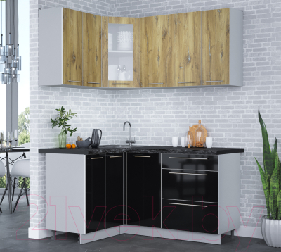 Кухонный гарнитур Интерлиния Мила Пластик 1.2x1.6