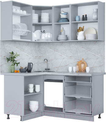 Кухонный гарнитур Интерлиния Мила Пластик 1.2x1.6