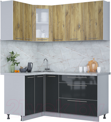 Кухонный гарнитур Интерлиния Мила Пластик 1.2x1.7 - фото