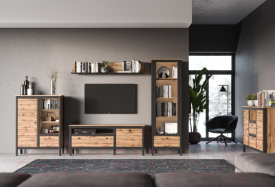 Шкаф с витриной Black Red White Loft REG1W1S