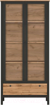 Шкаф с витриной Black Red White Loft REG2W1S - фото