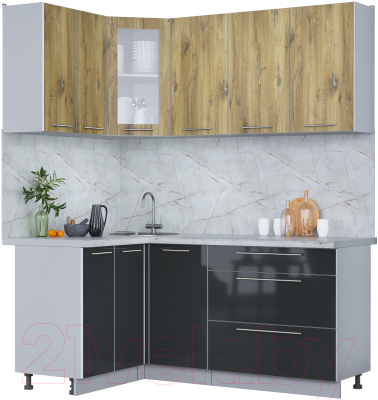 Кухонный гарнитур Интерлиния Мила Пластик 1.2x1.8 - фото