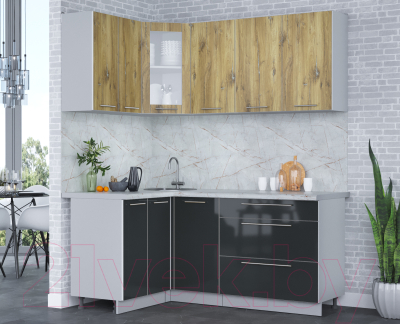 Кухонный гарнитур Интерлиния Мила Пластик 1.2x1.8