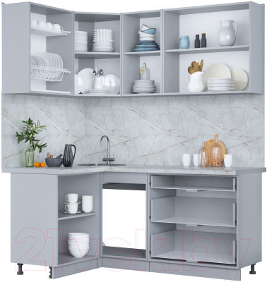 Кухонный гарнитур Интерлиния Мила Пластик 1.2x1.8